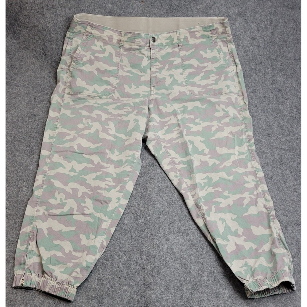 Lane Bryant Pants Womens 28 Multi Camo Stretch Relaxed Fit Ankle Zip Tapered Leg